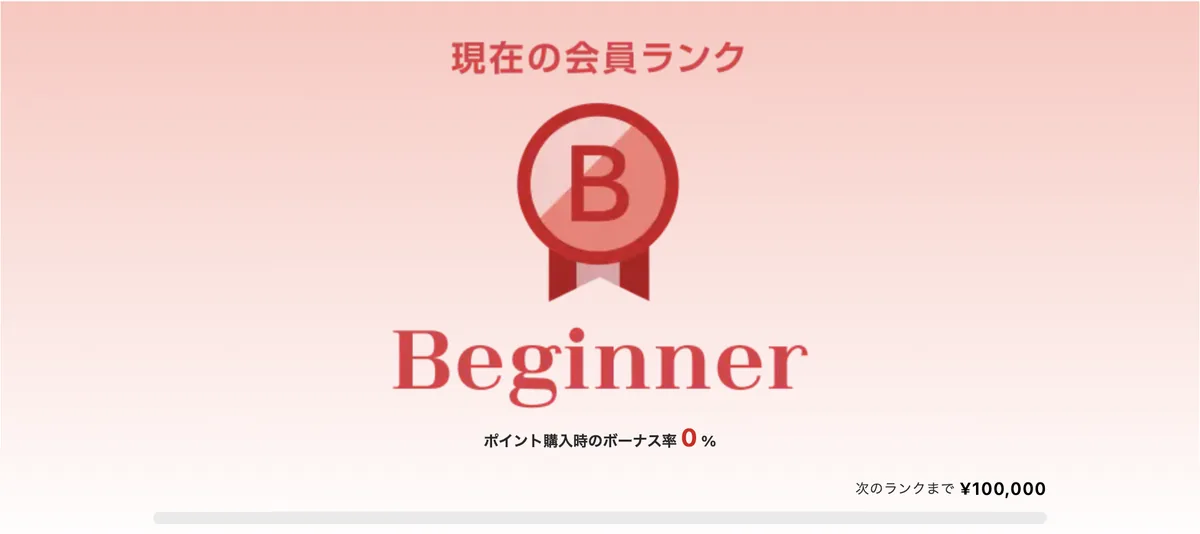 ポケットクロス マイページの会員ランク表示(次のランクまでの金額)